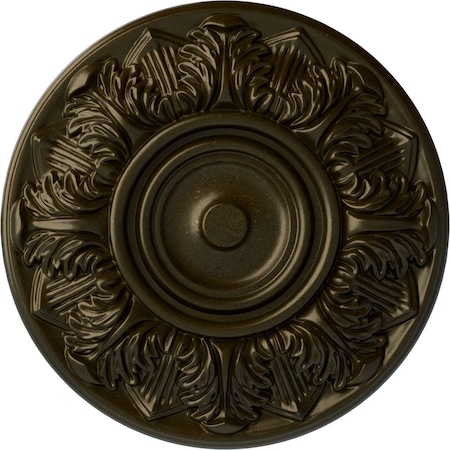 Ekena Millwork Whitman Ceiling Medallion (For Canopies up to 3 3/4"), Hand-Painted Green Gold, 13"OD x 1 3/8"P CM13WHGGS